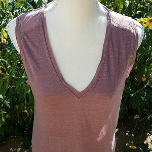 Madewell vneck linen tank sheer back sz S like new